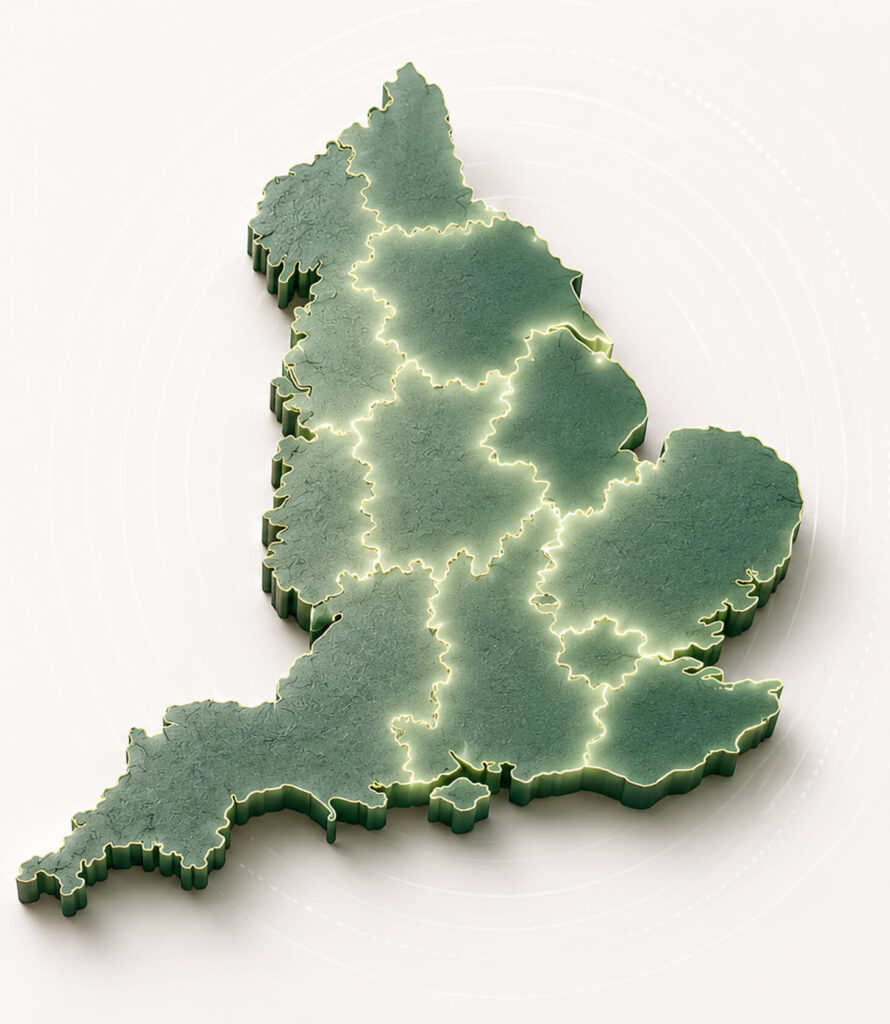 Map showing National Property Buyers' coverage regions across England and Wales