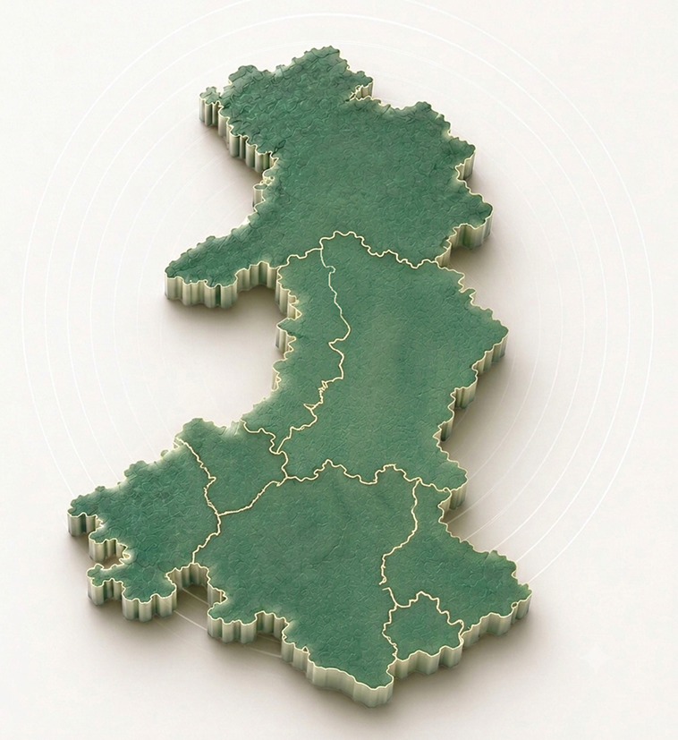 Map showing National Property Buyers' coverage regions across Wales